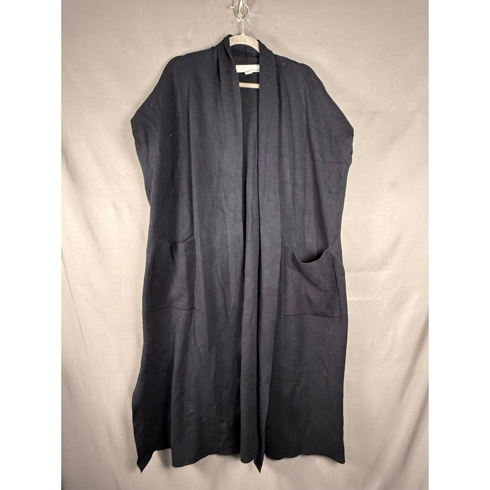 By Design Cardigan Vest Women 2X Black Open Front Longline Sleeveless Pocket